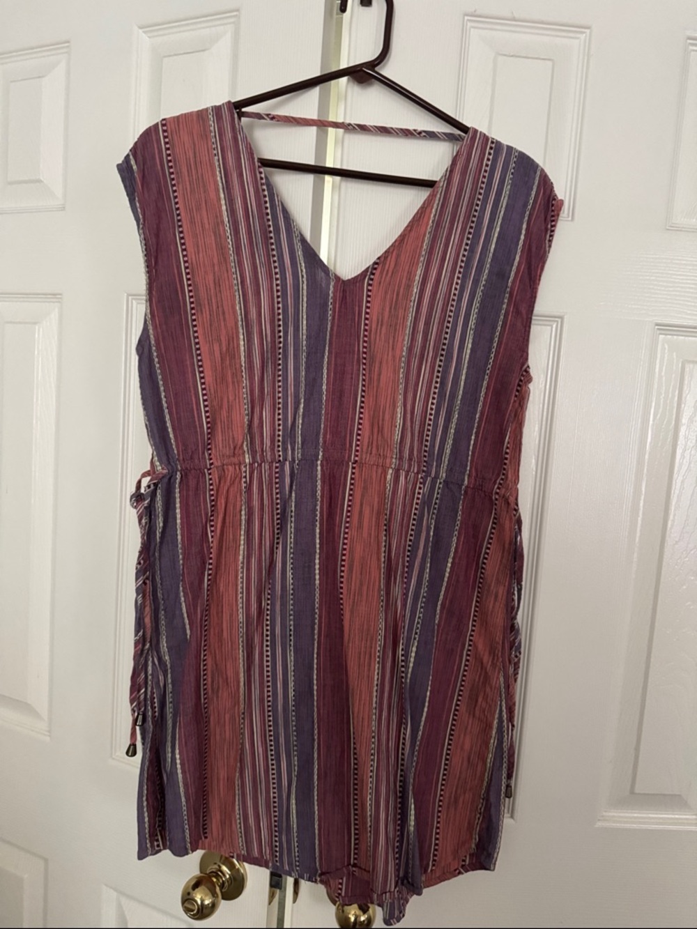 Universal Thread Striped V-Neck Sleeveless MiniDress in Mauve & Dusty Rose